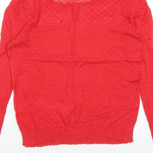 NEXT Womens Red Round Neck Acrylic Pullover Jumper Size 16
