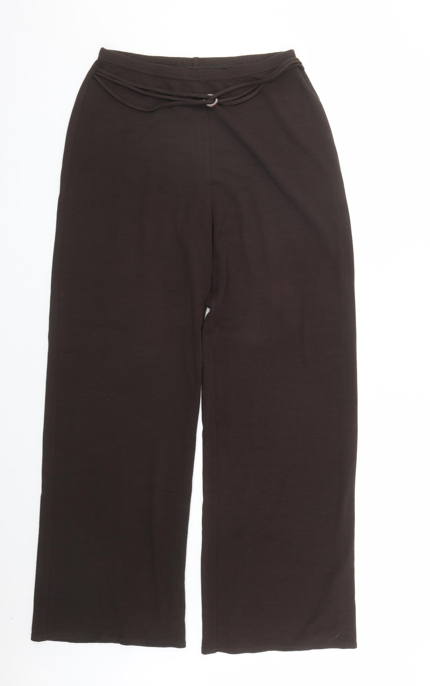 Berkertex Womens Brown Viscose Trousers Size 12 L30 in Regular - Elasticated Waist