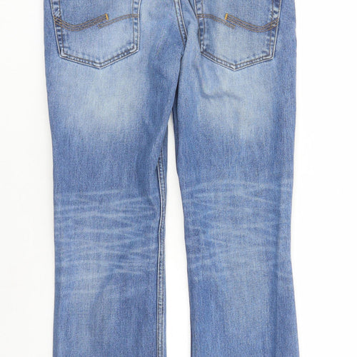 JACK & JONES Mens Blue Cotton Straight Jeans Size 32 in L28 in Regular Button