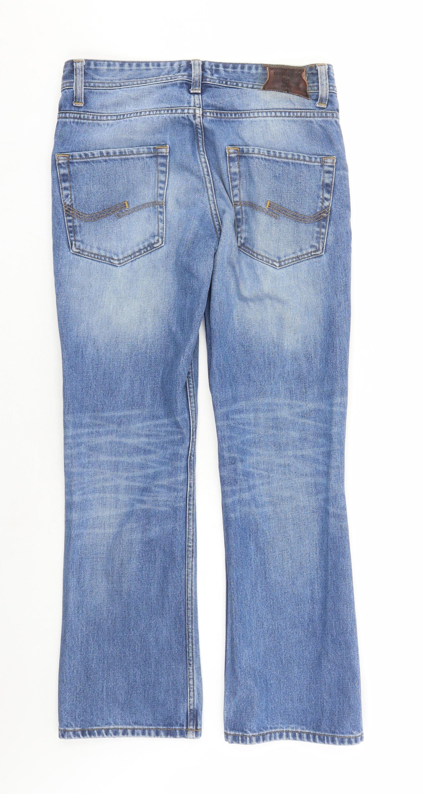 JACK & JONES Mens Blue Cotton Straight Jeans Size 32 in L28 in Regular Button