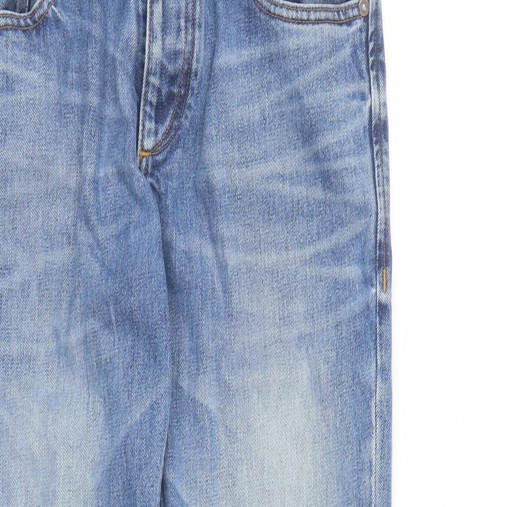 JACK & JONES Mens Blue Cotton Straight Jeans Size 32 in L28 in Regular Button
