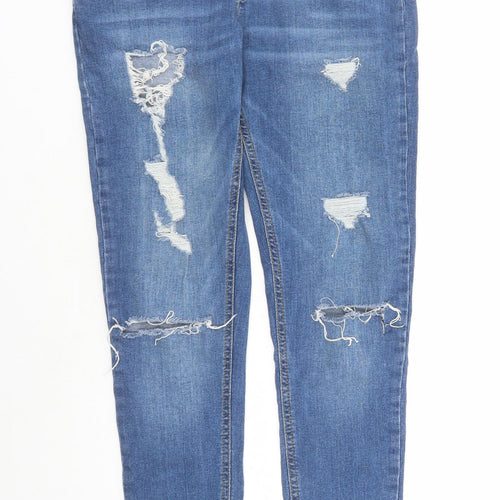 Denim & Co. Womens Blue Cotton Skinny Jeans Size 12 L28 in Regular Zip