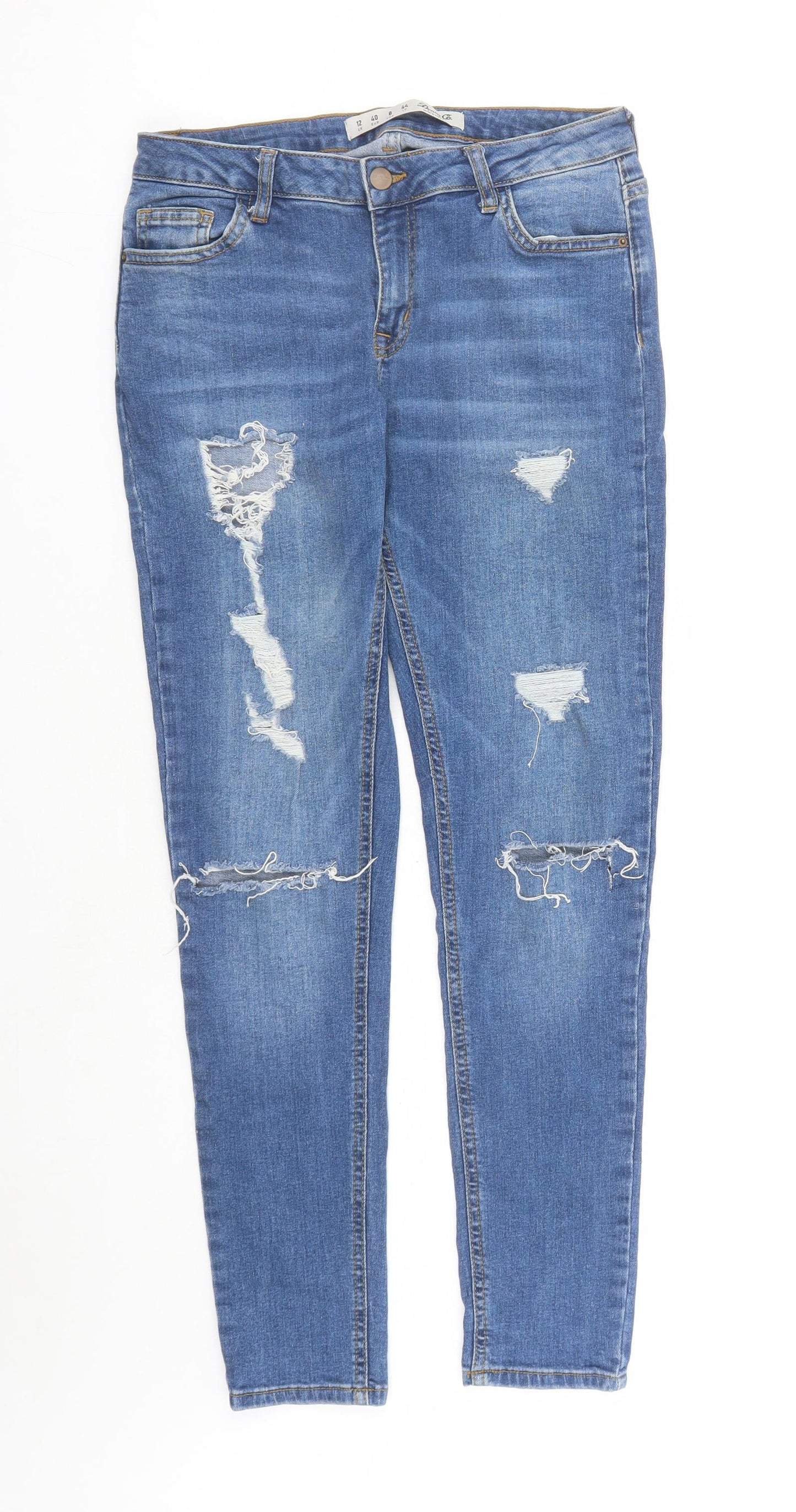Denim & Co. Womens Blue Cotton Skinny Jeans Size 12 L28 in Regular Zip
