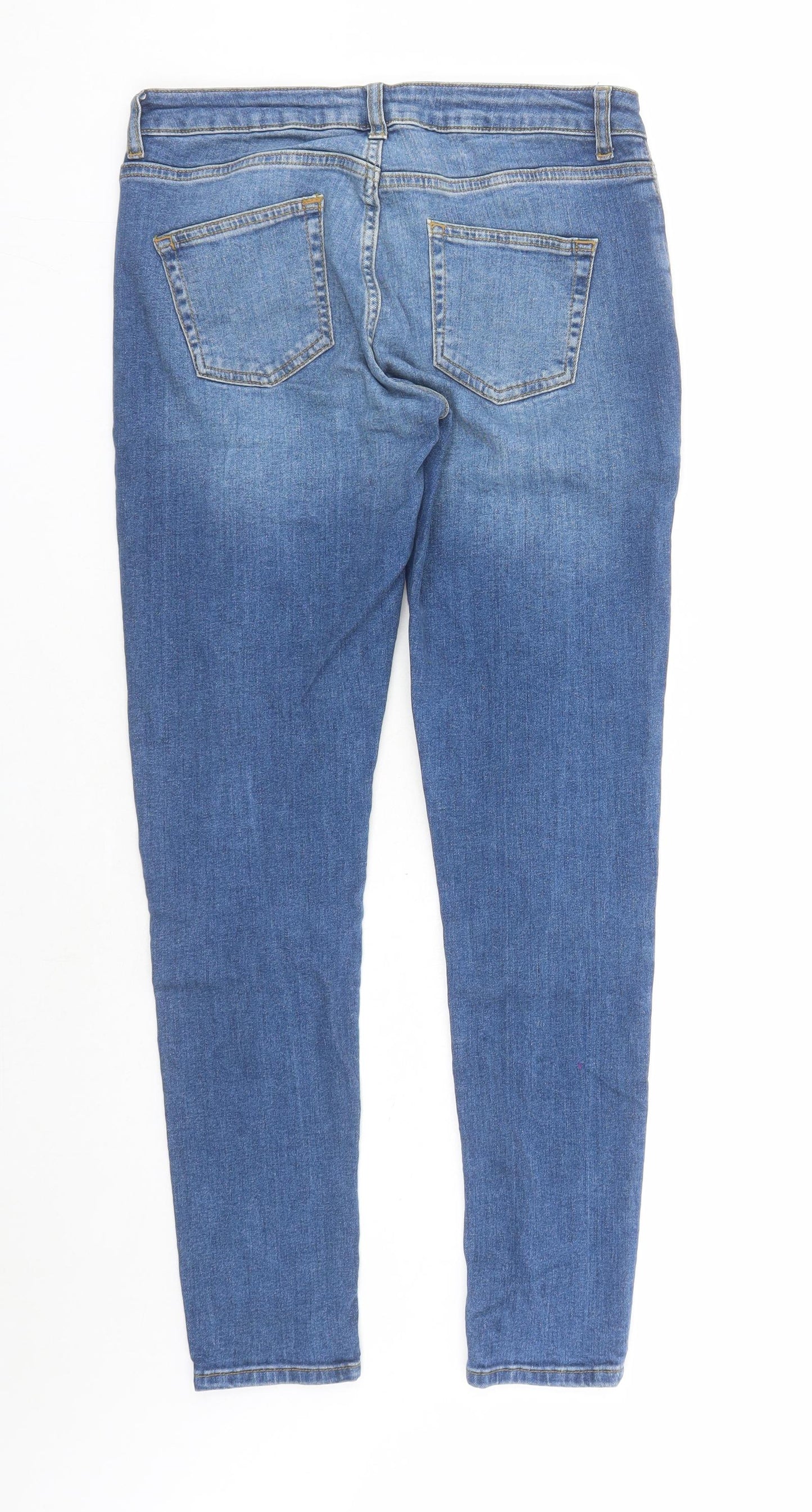 Denim & Co. Womens Blue Cotton Skinny Jeans Size 12 L28 in Regular Zip