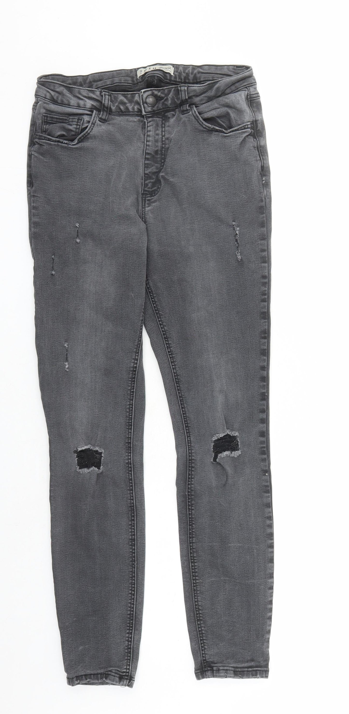 Denim & Co. Womens Black Cotton Skinny Jeans Size 12 L27 in Regular Zip