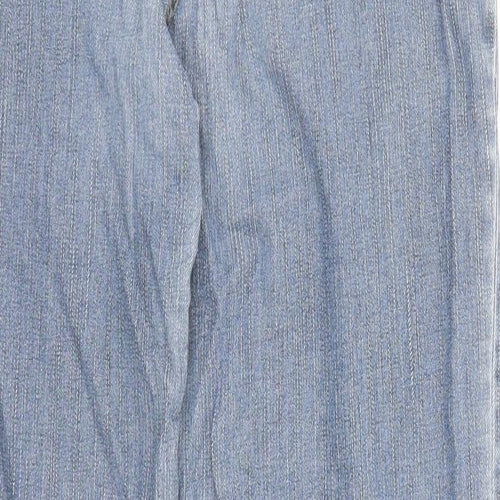 Marks and Spencer Womens Blue Cotton Straight Jeans Size 12 L28 in Regular Zip - Elasticated Waist