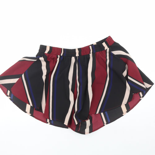 PRETTYLITTLETHING Womens Multicoloured Striped Polyester Sailor Shorts Size 12 L3 in Regular - Elasticated Waist