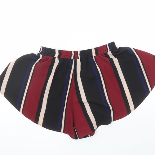 PRETTYLITTLETHING Womens Multicoloured Striped Polyester Sailor Shorts Size 12 L3 in Regular - Elasticated Waist