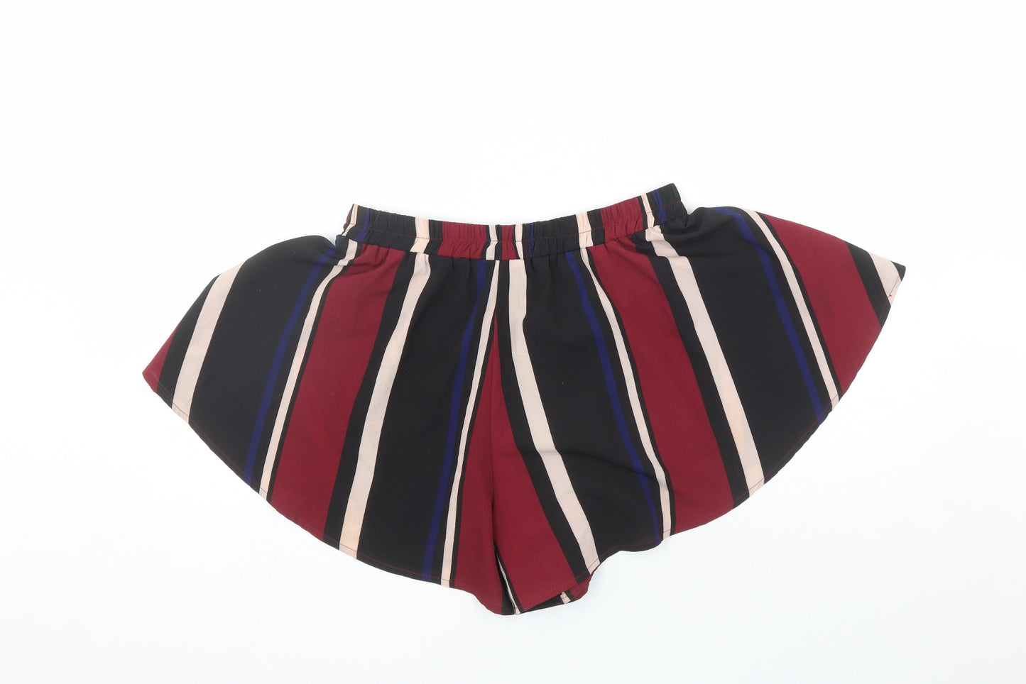 PRETTYLITTLETHING Womens Multicoloured Striped Polyester Sailor Shorts Size 12 L3 in Regular - Elasticated Waist