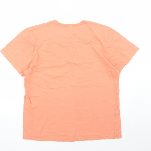 BHS Mens Orange Cotton T-Shirt Size M Crew Neck - Aloha