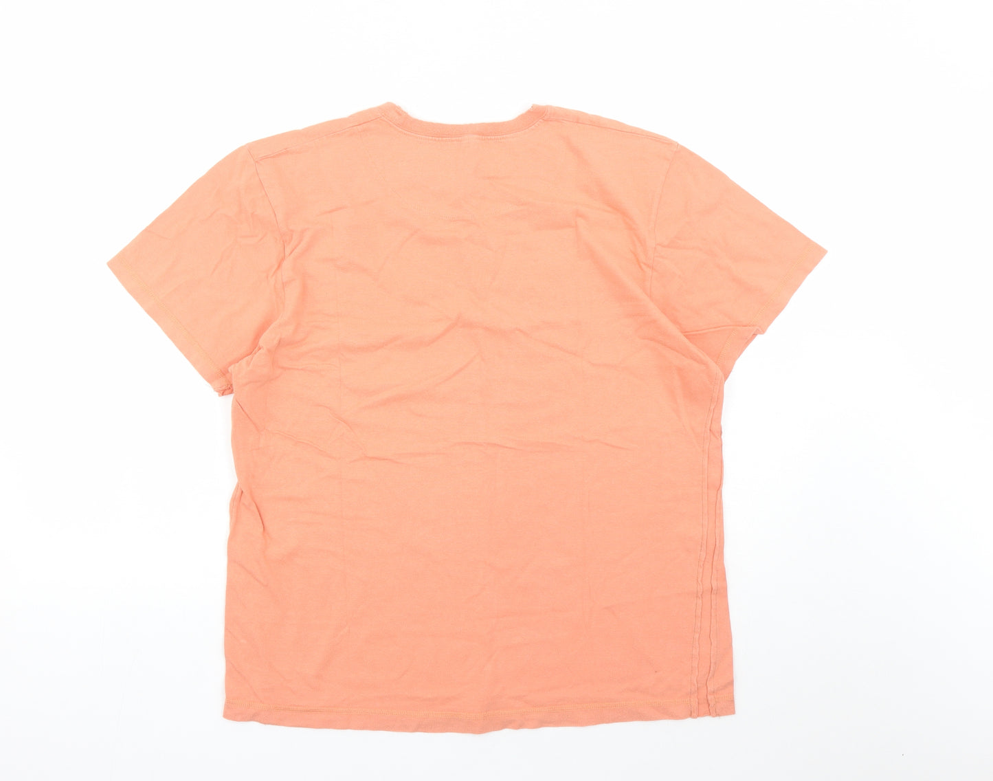 BHS Mens Orange Cotton T-Shirt Size M Crew Neck - Aloha
