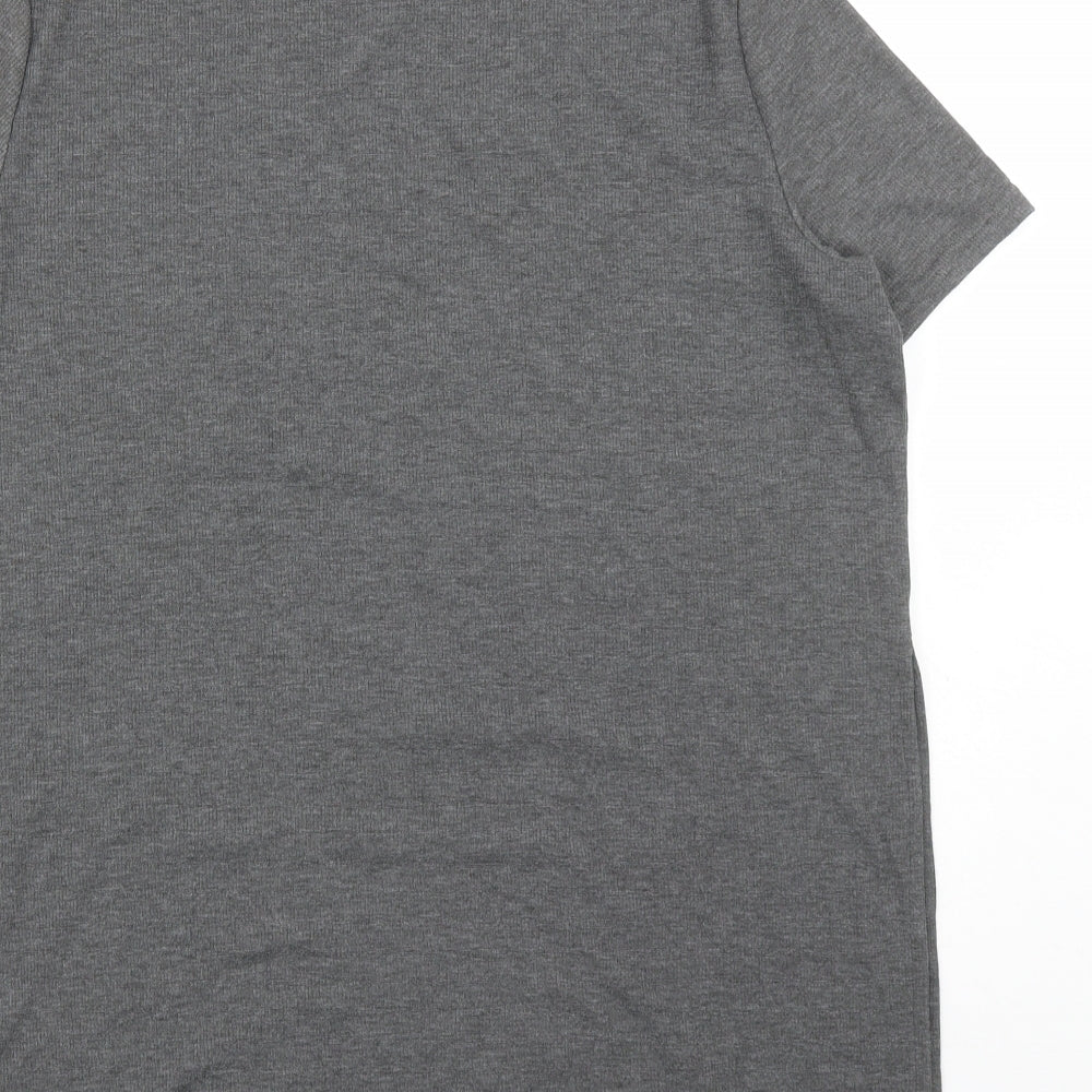 New Look Womens Grey Polyester Basic T-Shirt Size 12 Crew Neck - Side Split Detail