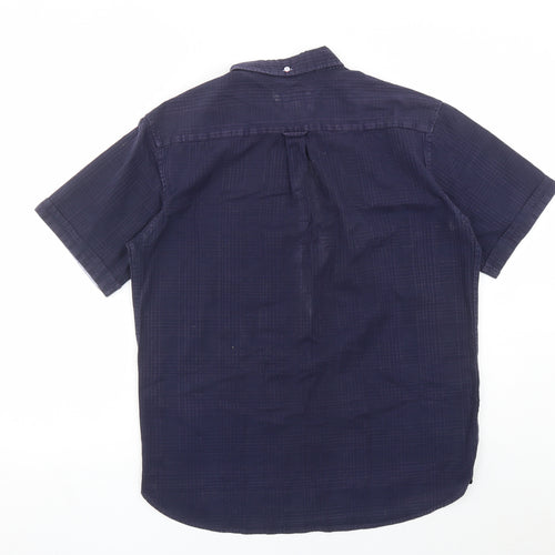 Blue Harbour Mens Blue Check Cotton Button-Up Size M Collared Button