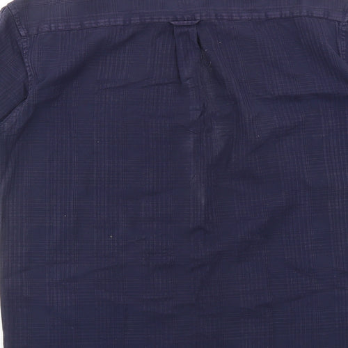 Blue Harbour Mens Blue Check Cotton Button-Up Size M Collared Button