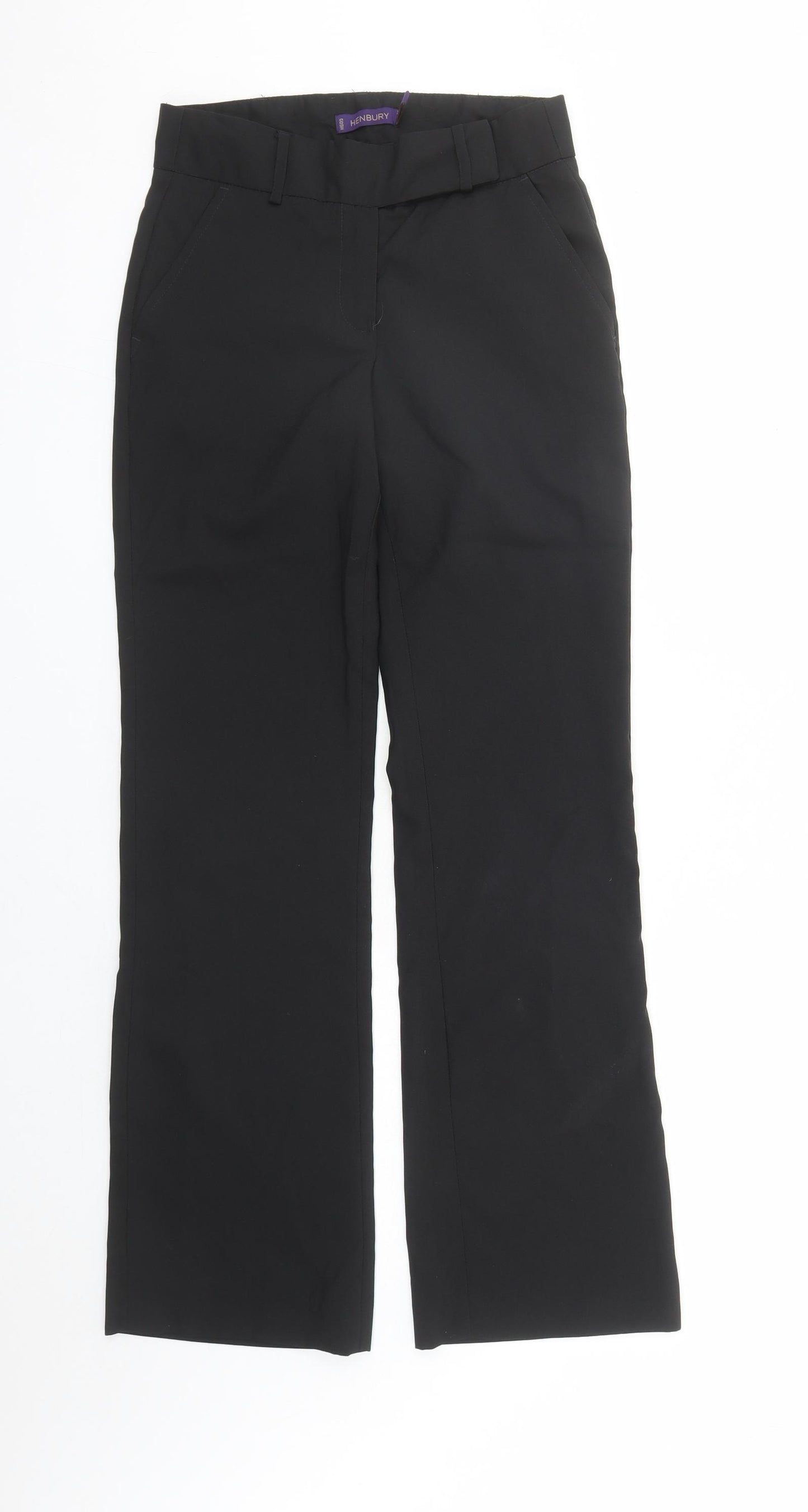 Henbury Womens Black Polyester Trousers Size 6 L29 in Regular Zip