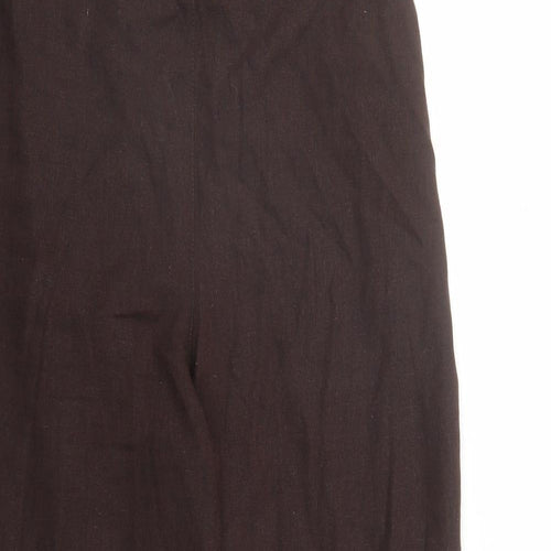 Evans Womens Brown Linen Trousers Size 14 L29 in Regular - Elasticated Waist