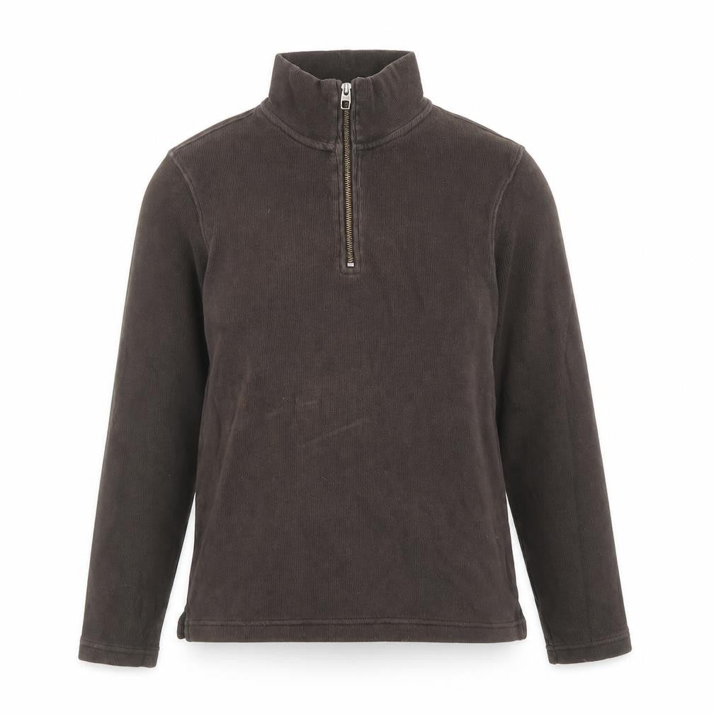 Front view of Gap women’s brown cotton pullover sweatshirt, size XS, zip