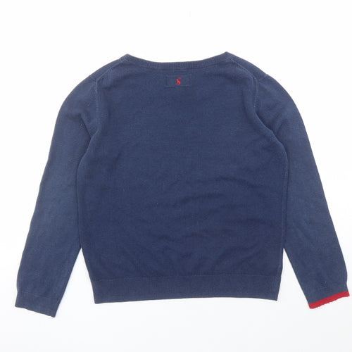 Joules Womens Blue Round Neck Cotton Pullover Jumper Size 14 - Fox