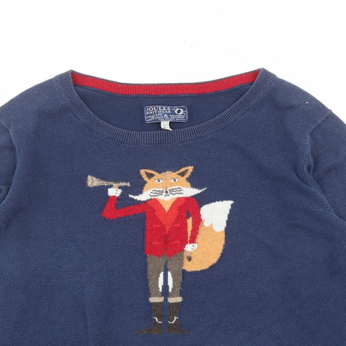 Joules Womens Blue Round Neck Cotton Pullover Jumper Size 14 - Fox