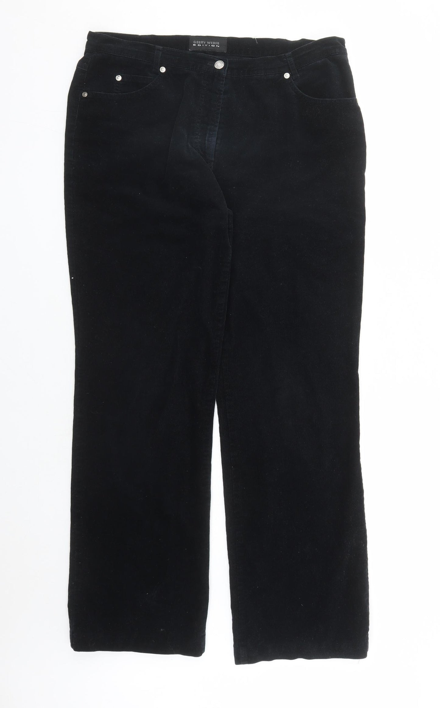 Gerry Weber Womens Black Cotton Trousers Size 18 L30 in Regular Zip