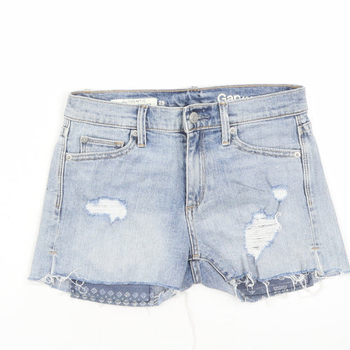 Gap Womens Blue Cotton Cut-Off Shorts Size 28 in L3 in Regular Zip - Distressed