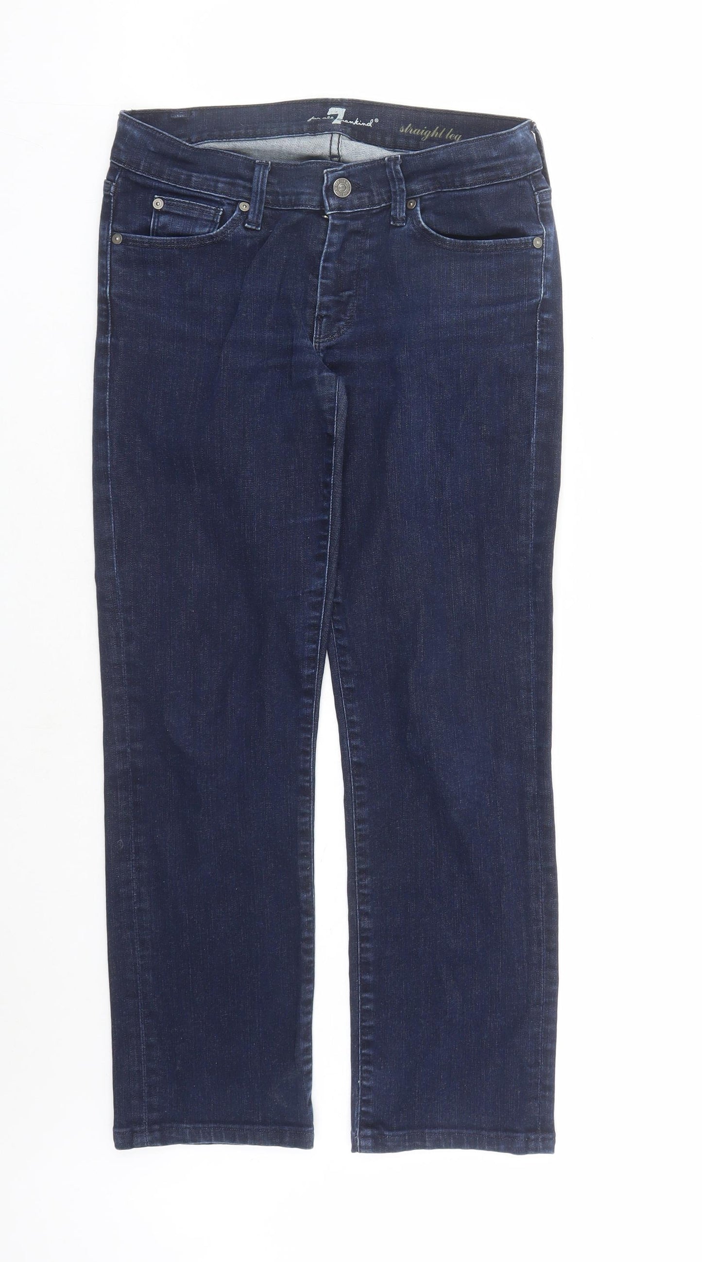 7 For All Mankind Womens Blue Cotton Straight Jeans Size 30 in L27 in Regular Zip
