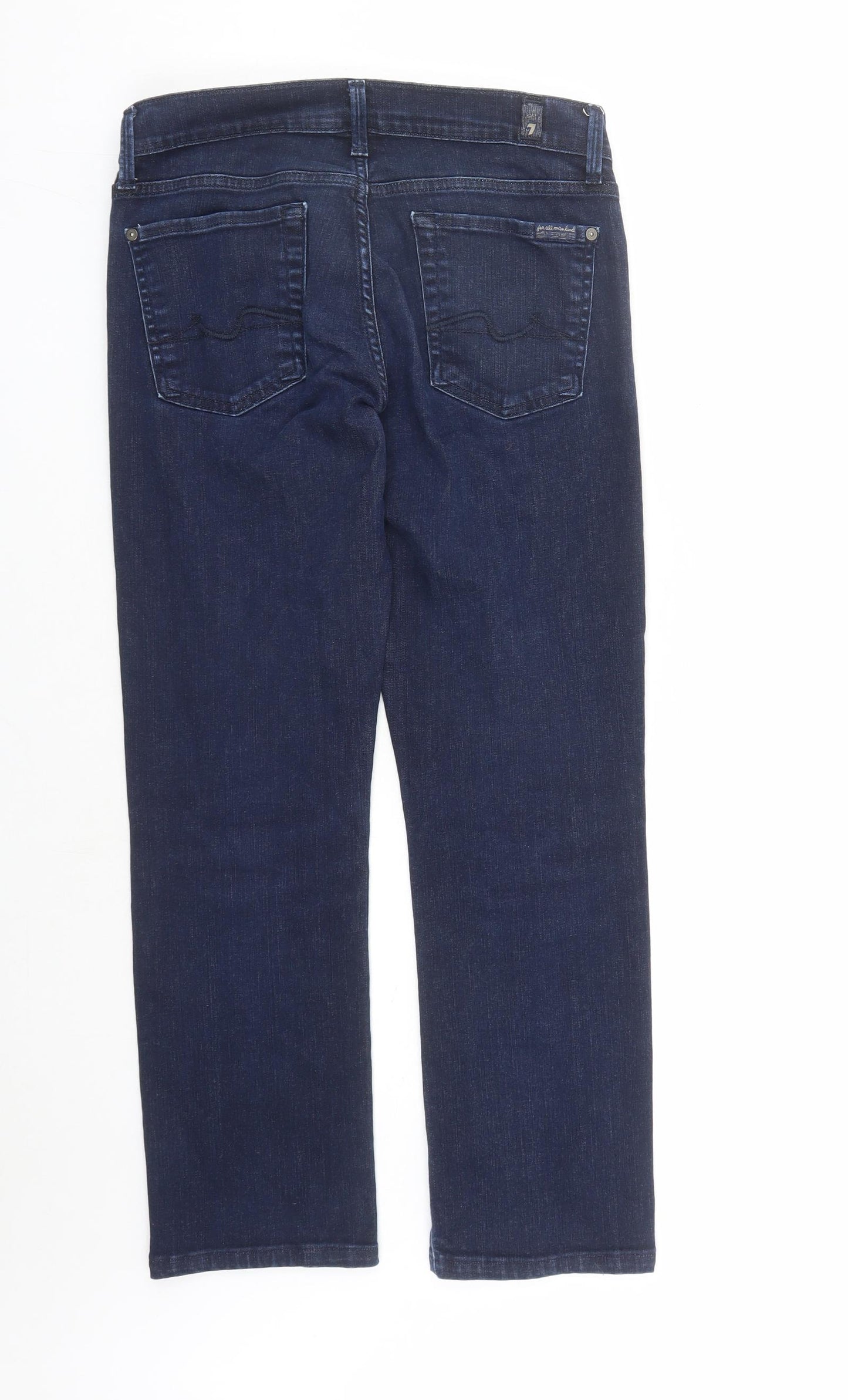 7 For All Mankind Womens Blue Cotton Straight Jeans Size 30 in L27 in Regular Zip