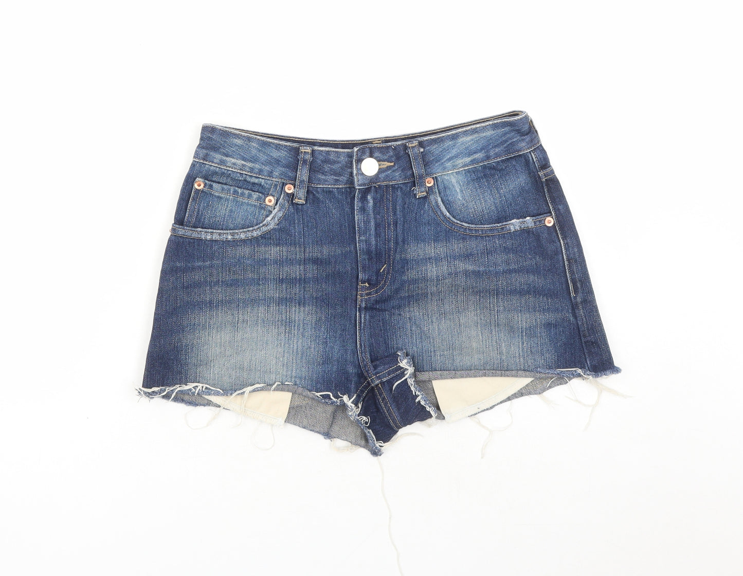 ASOS Womens Blue Cotton Cut-Off Shorts Size 6 L3 in Regular Zip