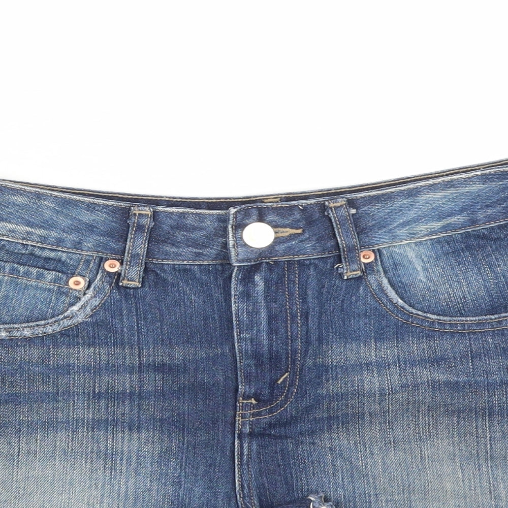 ASOS Womens Blue Cotton Cut-Off Shorts Size 6 L3 in Regular Zip