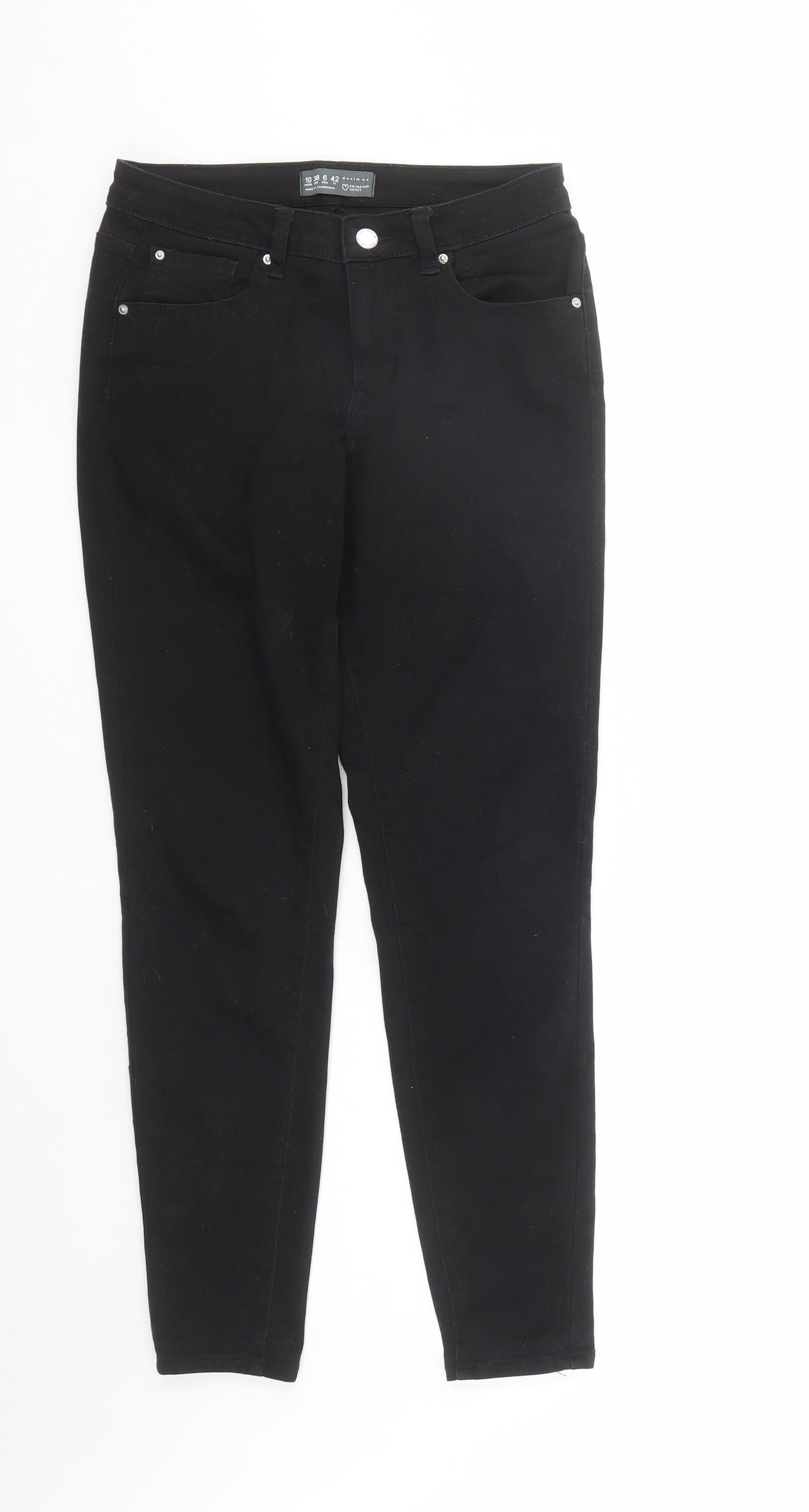 Denim & Co. Womens Black Cotton Skinny Jeans Size 10 L29 in Regular Zip