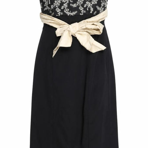 Coast Womens Black Floral Polyester A-Line Size 12 Off the Shoulder Zip - Belted