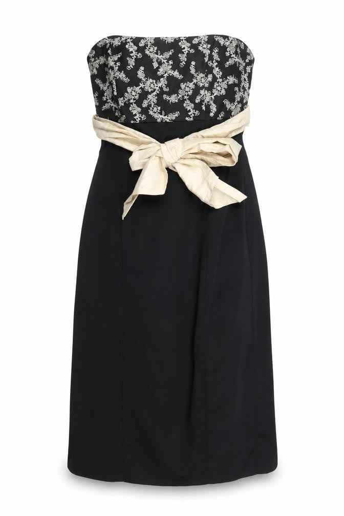 Coast Womens Black Floral Polyester A-Line Size 12 Off the Shoulder Zip - Belted