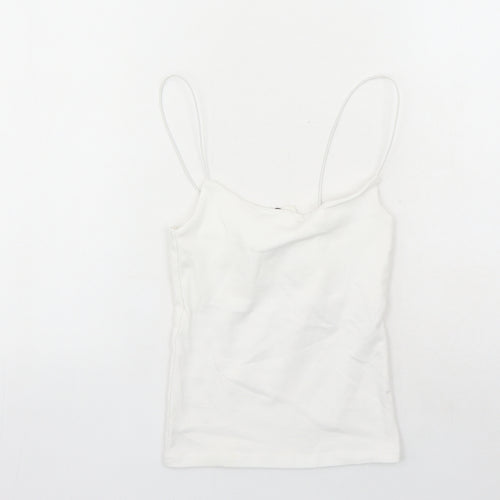 Zara Womens White Cotton Camisole Tank Size S Round Neck