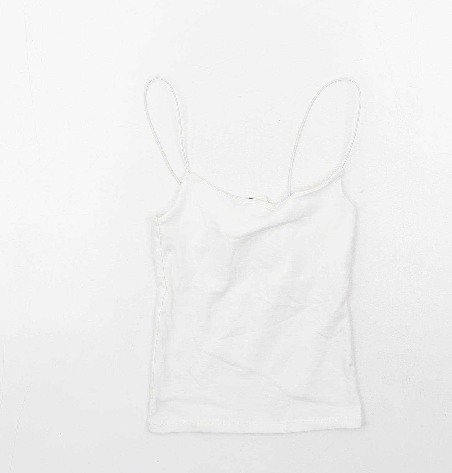 Zara Womens White Cotton Camisole Tank Size S Round Neck