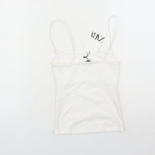 Zara Womens White Cotton Camisole Tank Size S Round Neck