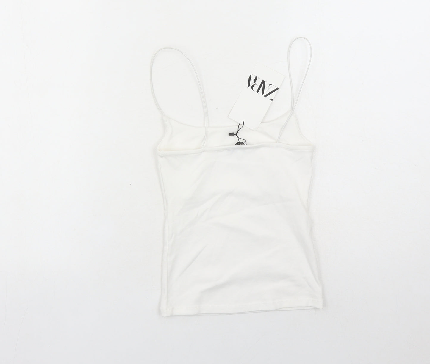 Zara Womens White Cotton Camisole Tank Size S Round Neck
