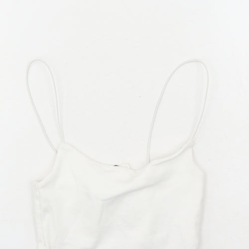 Zara Womens White Cotton Camisole Tank Size S Round Neck