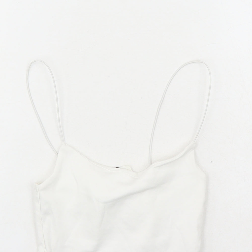 Zara Womens White Cotton Camisole Tank Size S Round Neck