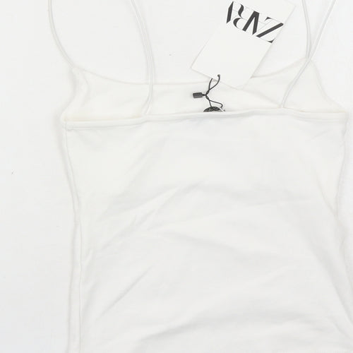 Zara Womens White Cotton Camisole Tank Size S Round Neck