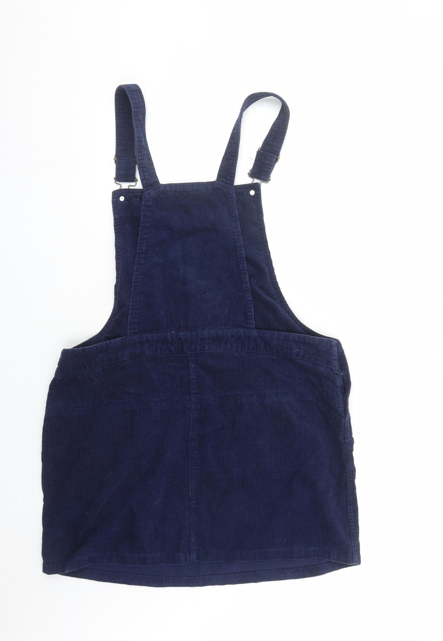 George Womens Blue Cotton Pinafore/Dungaree Dress Size 16 Square Neck Button