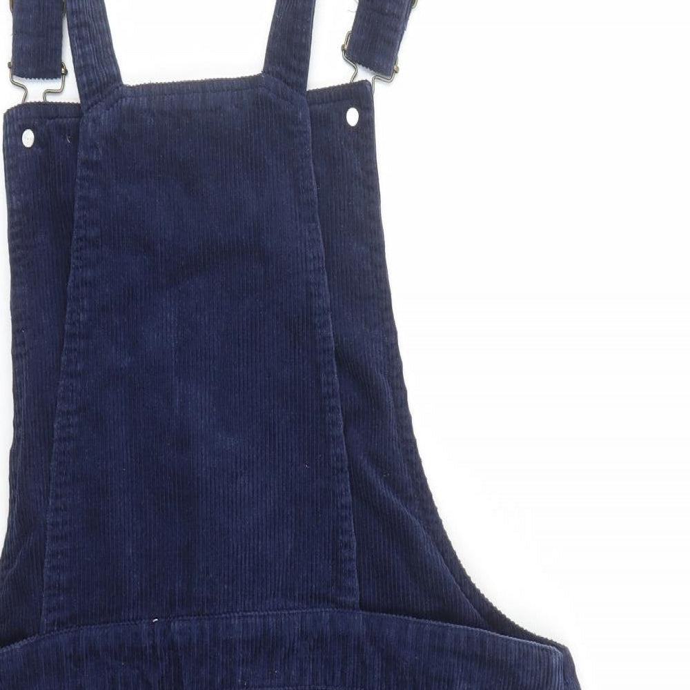 George Womens Blue Cotton Pinafore/Dungaree Dress Size 16 Square Neck Button