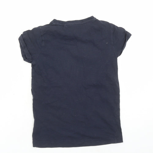 NEXT Girls Blue Cotton Basic T-Shirt Size 7 Years Round Neck Pullover