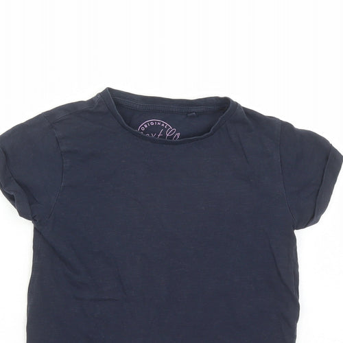 NEXT Girls Blue Cotton Basic T-Shirt Size 7 Years Round Neck Pullover