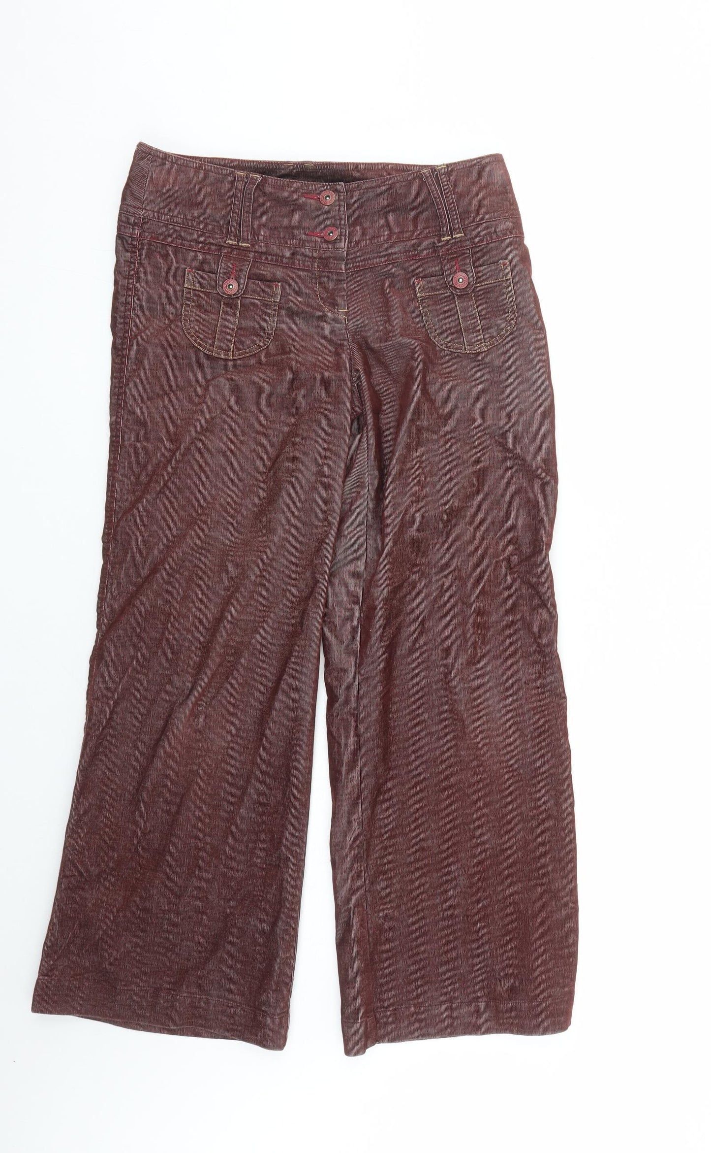NEXT Womens Red Cotton Trousers Size 6 L29 in Regular Zip