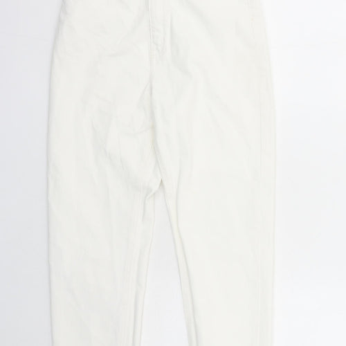 H&M Womens White Cotton Straight Jeans Size 10 L27 in Regular Zip