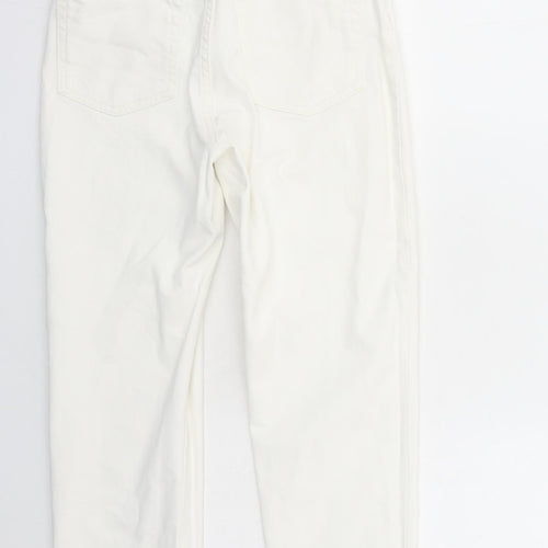 H&M Womens White Cotton Straight Jeans Size 10 L27 in Regular Zip