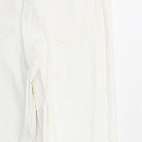 H&M Womens White Cotton Straight Jeans Size 10 L27 in Regular Zip