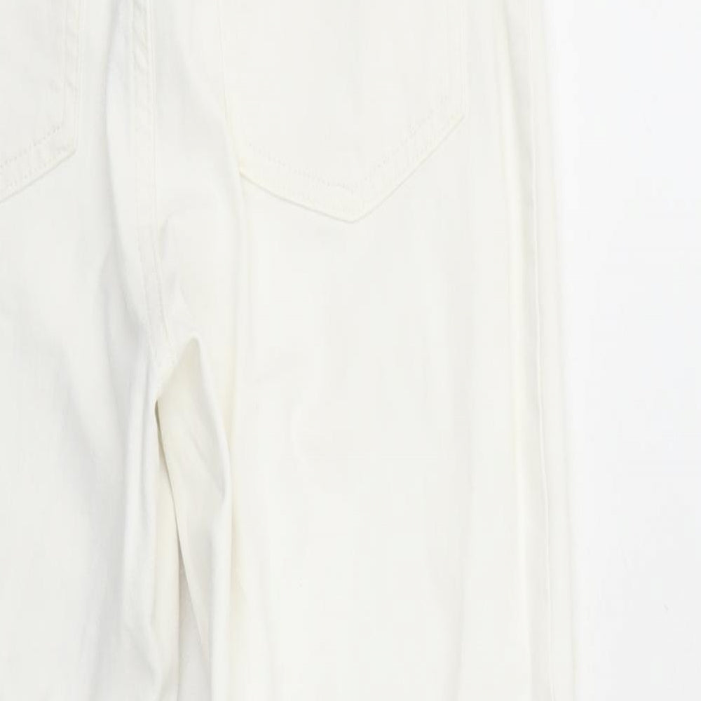 H&M Womens White Cotton Straight Jeans Size 10 L27 in Regular Zip