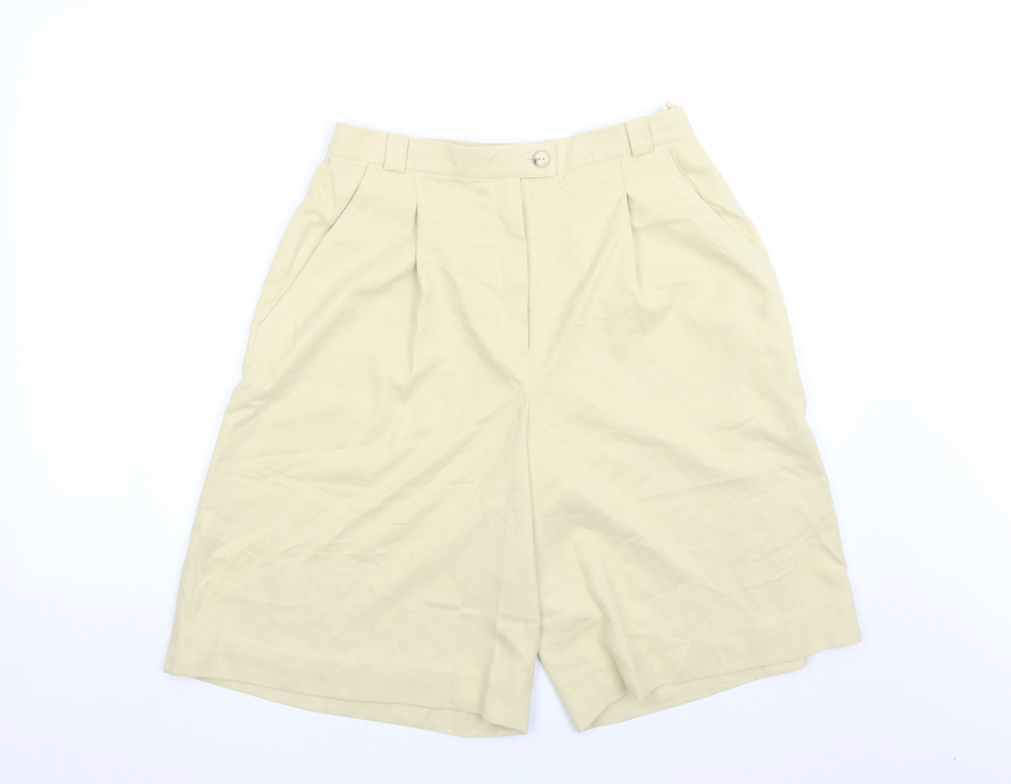 Neumann Womens Yellow Polyester Culotte Shorts Size 16 L8 in Regular Zip - Elasticated Waist