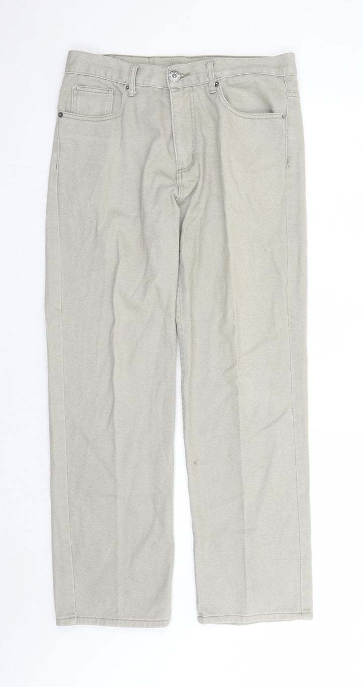 Denim Originals Mens Beige Cotton Straight Jeans Size 32 in L29 in Regular Zip